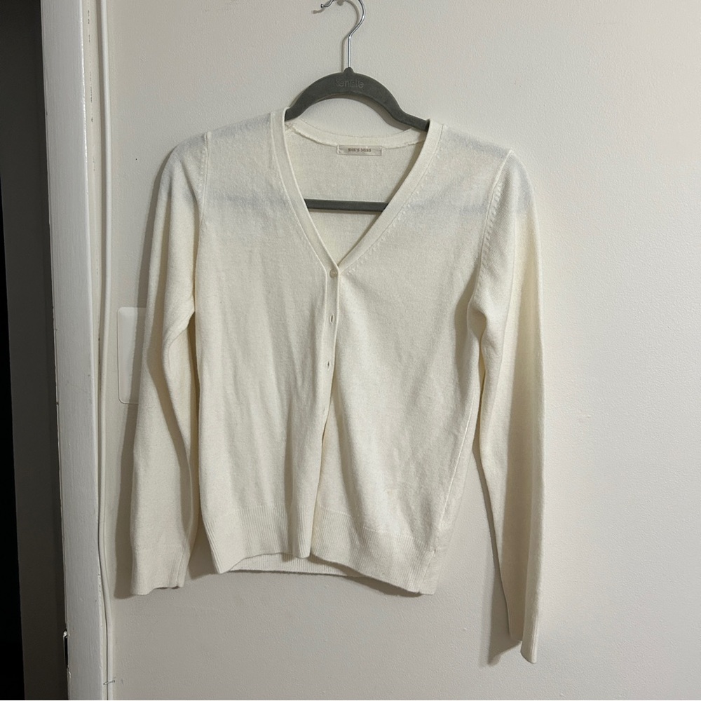 white soft cardigan size small